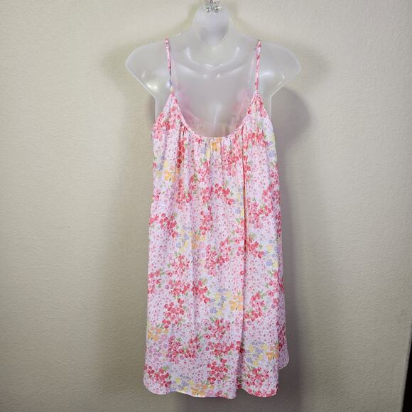 VTG Oscar De La Renta Pink Label Floral Slip Y2K 90s Chemise Nightgown Nightie L - Picture 6 of 15